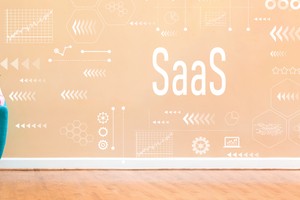 Saas written on peach colored board