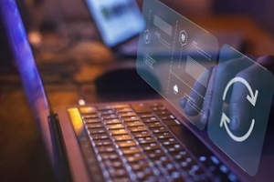 man working on laptop