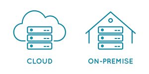 on premise and cloud service line icon