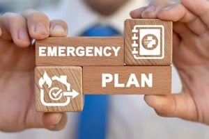 man showing emergency plan