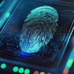 biometric fingerprint scanning for digital security and identity concept