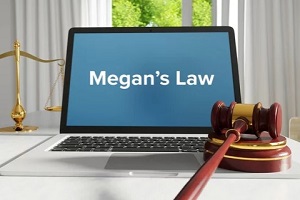 megans law on laptop screen with court gavel