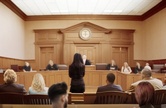 attastor talking to magistrate in court. the law adjustment conc