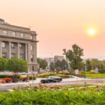 Idaho State Police car outside the state capitol in Boise, ID