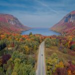 Fall Foliage Road To Lake Willoughby, Vermont With Beautiful Colors and Mountains